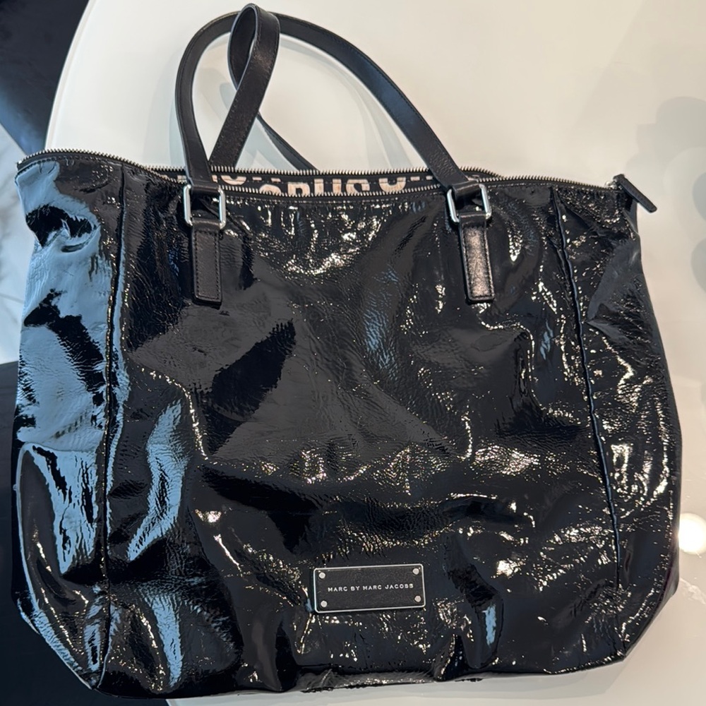 Marc By Marc Jacobs Black Leather Totes with Glossy Finish
